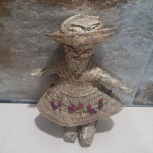 Vintage Handmade Straw Girl Doll - Picture 5 of 10